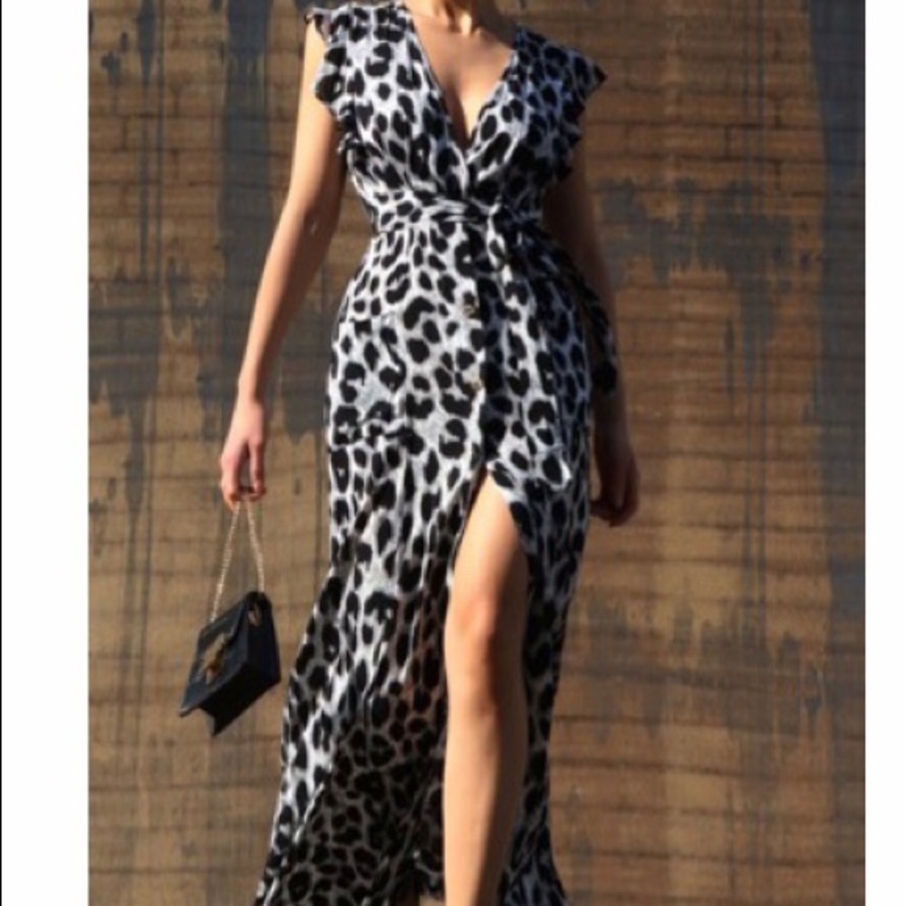 Black & White Leopard Maxi Dress